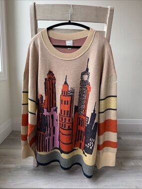 Anthropologie Maeve City Life Skyline Long-sleeve Pullover